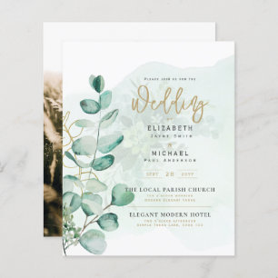 Papier Green Gold PHOTO Mariage Inviter BUDGET