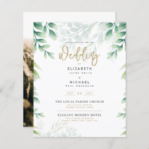 Papier Green Gold PHOTO Mariage Inviter BUDGET
