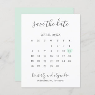 Papier Green Heart Calender Budget Wedding Enregistrer la