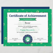 Papier Green Puppy Program Pet Obedience School Pré Puppy (Devant / Derrière)