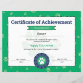 Papier Green Puppy Program Pet Obedience School Pré Puppy (Devant)