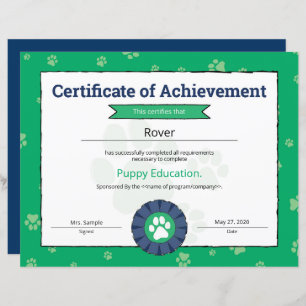 Papier Green Puppy Program Pet Obedience School Pré Puppy
