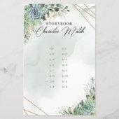 Papier Green succulents fleurs Storybook Character Match (Dos)