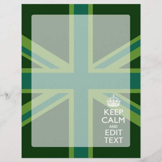 Papier Green Teal Keep Calm And Have Your Text Union Jack (Devant)