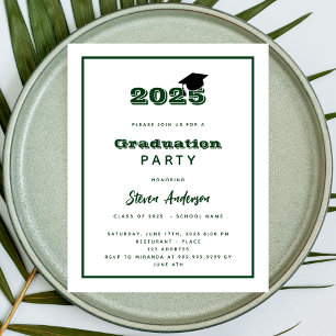 Papier Green white 2025 Graduation Party invitation