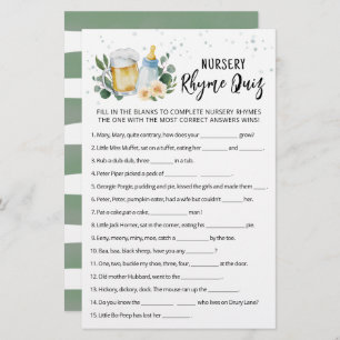 Papier Greenery Baby est en train de brasser Jeu Nursery 