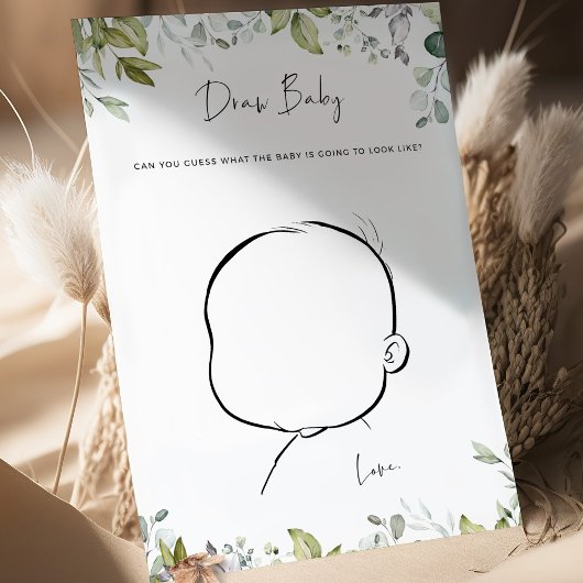 Papier Greenery Baby Shower Game Draw Baby