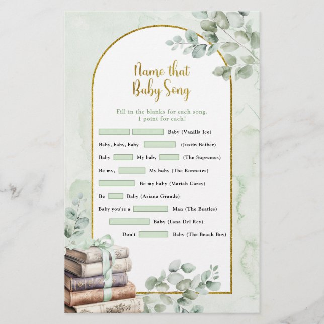 Papier Greenerybook Nom que Baby Song Jeux (Devant)