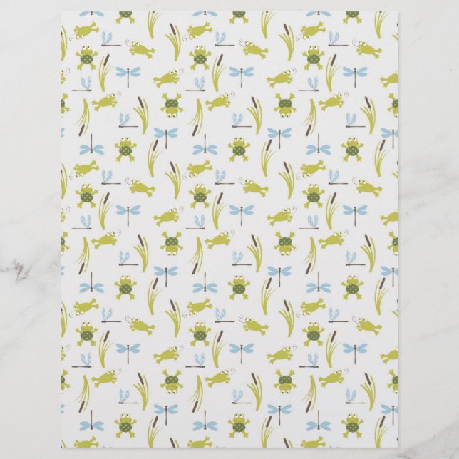 Papier Grenouille & libellule & Pois Scrapbook à double f (Devant)