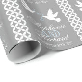 Papier gris d'emballage cadeau de mariage de deux (Coin rond)