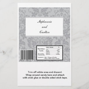 Papier Gris Mariage damassé bicolore Grande Barre à sucre