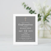 Papier Gris moderne | Confirmation de l'invitation budgét (Debout devant)