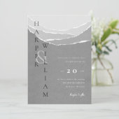 papier gris moderne déchirée montagnes invitation  (Debout devant)