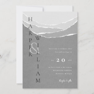 papier gris moderne déchirée montagnes invitation 