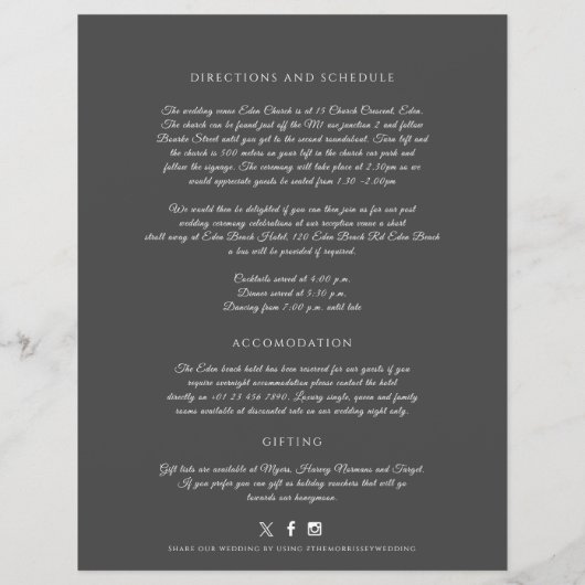 Papier Gris monogramme couronne mariage informations sur  (Dos)