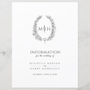 Papier Gris monogramme couronne mariage informations sur