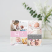 Papier Gris rose doux Baby shower de script moderne Photo (Debout devant)