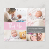 Papier Gris rose doux Baby shower de script moderne Photo (Devant)