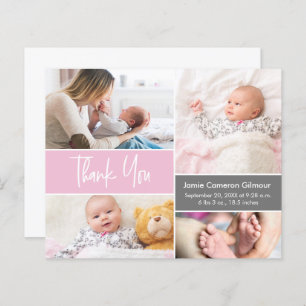 Papier Gris rose doux Baby shower de script moderne Photo