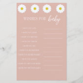 Papier Gris roses, Baby shower marguerite souhaits pour b (Devant)