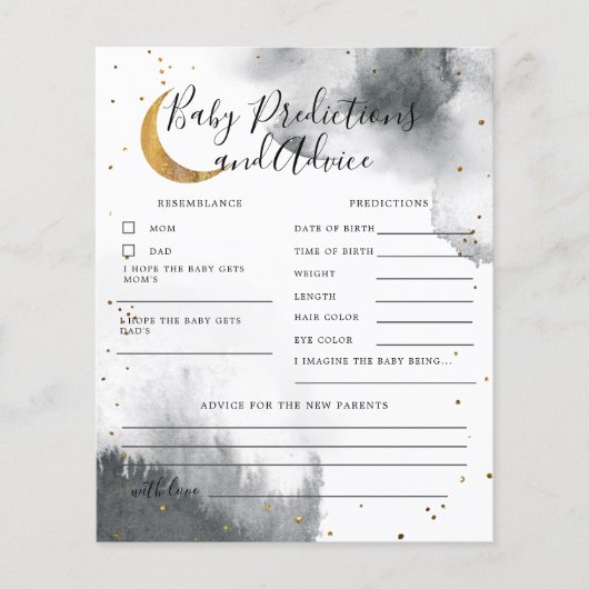 Papier Gris sur la lune Prédictions et conseils pour bébé (Devant)