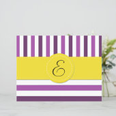 Papier Gris Violets, Motif rayé, Lignes, Monogramme (Debout devant)