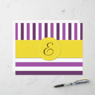 Papier Gris Violets, Motif rayé, Lignes, Monogramme
