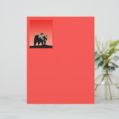 Papier Grizzly Bear au coucher du soleil - Art original d (Debout devant)