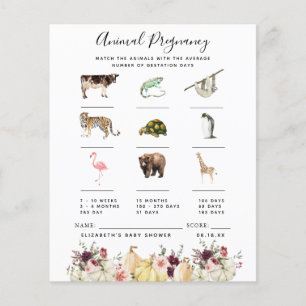 Papier Grossesse animale Jeu Baby shower