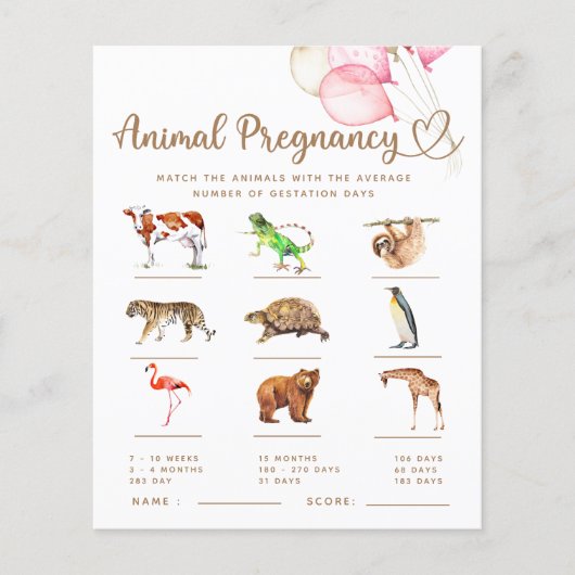 Papier Grossesse d'animal bébé ours Baby shower jeu (Devant)