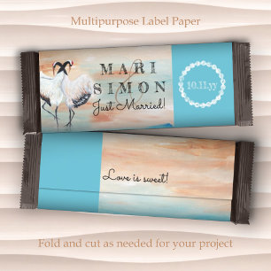 Papier Grue de Tancho Turquoise Beige Mariage Enveloppeur