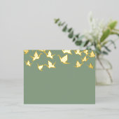 Papier Grues Green Gold Foil Invitation Carte post (Debout devant)