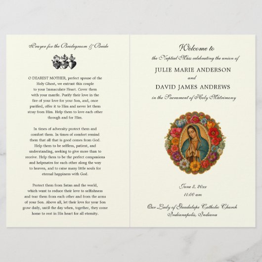 Papier Guadalupe Catholic Wedding Mass Program (Devant)