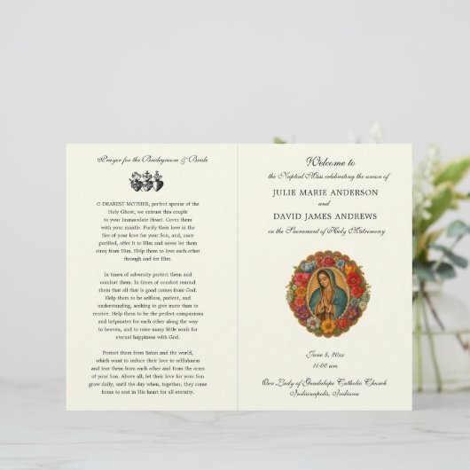 Papier Guadalupe Catholic Wedding Mass Program (Debout devant)