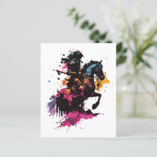 Papier Guerrier équitation cheval en aquarelle