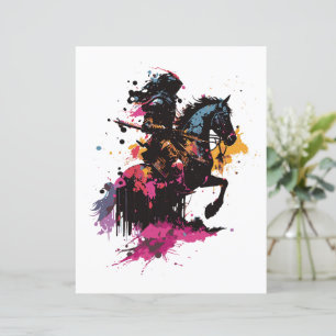 Papier Guerrier équitation cheval en aquarelle