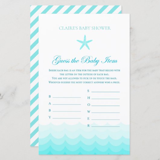 Papier Guess Baby Items - Jeu Baby shower (Devant / Derrière)