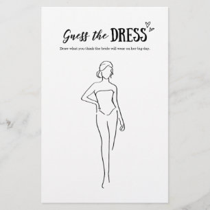Papier Guess The Dress Game pour Mariage ou Fête des mari