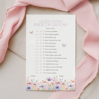 Papier Guess who Bride or Groom Floral Bridal Shower Game