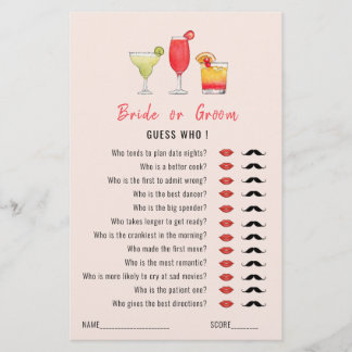 Papier Guess Who Cocktail boissons jeu de douche