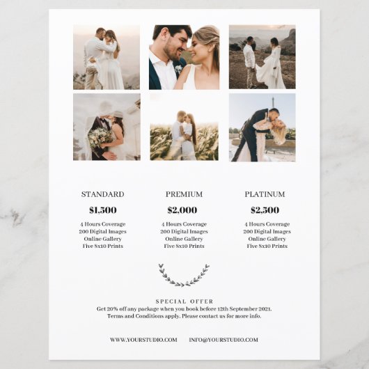 Papier Guide de tarification du tarif de la photographie  (Dos)