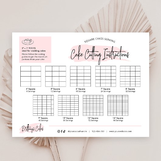 Papier Guides de coupe Mariage carré de gâteau Logo rose 