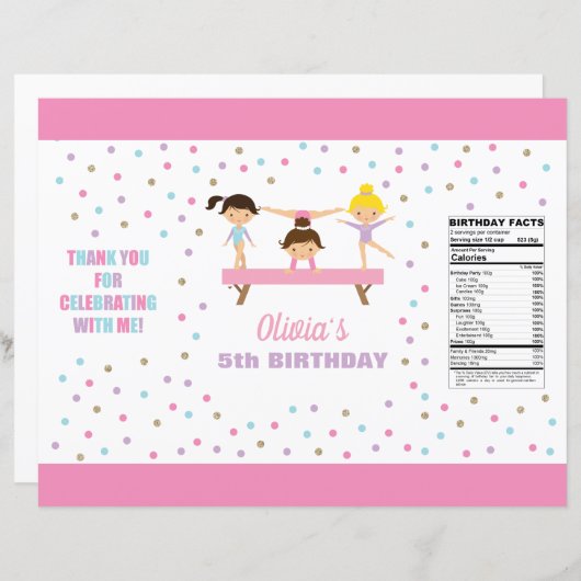 Papier Gymnastique sac à puce d'anniversaire (Devant / Derrière)