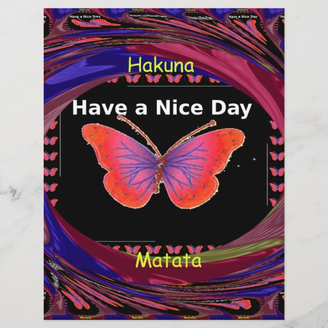 Papier Hakuna Matata Avoir Nice Day infinity Butterfly c (Devant)