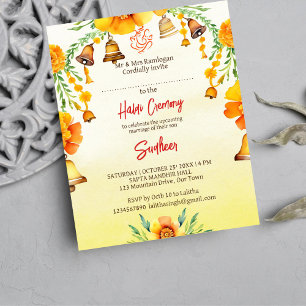 Papier Haldi marigolds sonne invitation du budget mariage