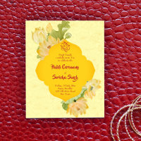 Haldi pithi jaune lotus fleurs budget invitation