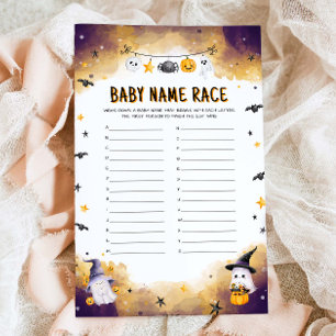 Papier Halloween Baby Name Race Baby shower Jeu