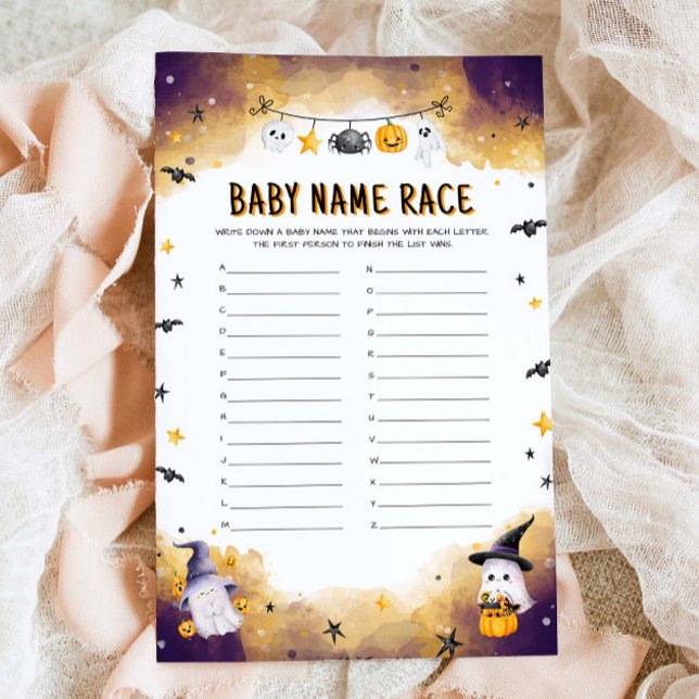 Papier Halloween Baby Name Race Baby shower Jeu (Créateur téléchargé)