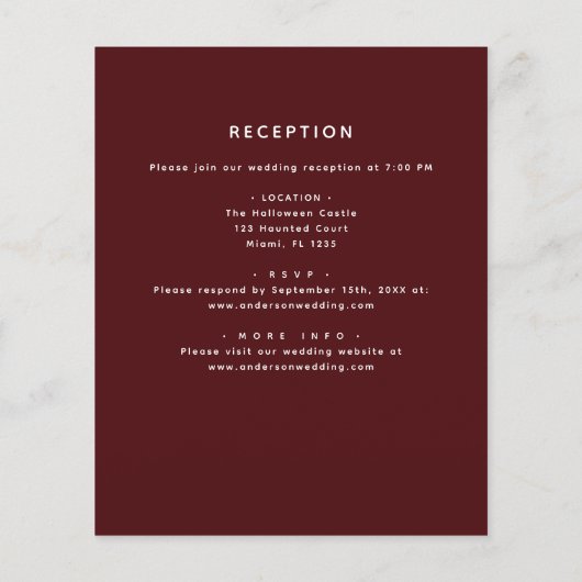 Papier Halloween budget tous en un Faire-part de mariage (Dos)