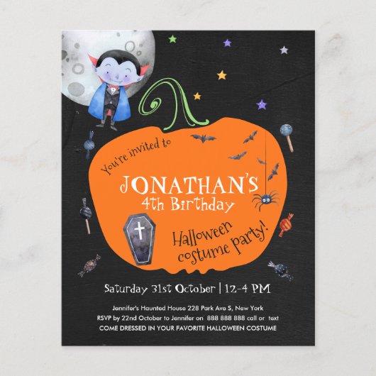 Papier Halloween Costume Enfants Fête Budget Invitation (Devant)